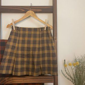 Vintage 90s Plaid mini skirt - Mustard Yellow, Brown, Blue